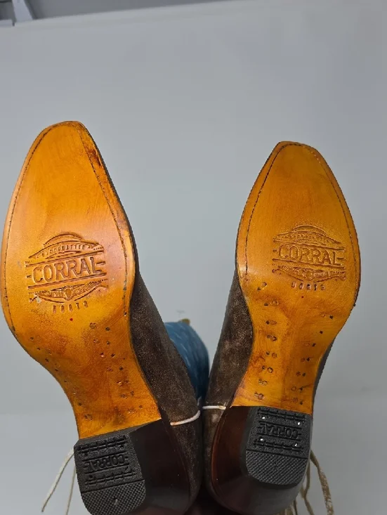 Corral Blue Star & American Flag Fringe Heeled Boots Size 7.5 - Picture 5 of 6